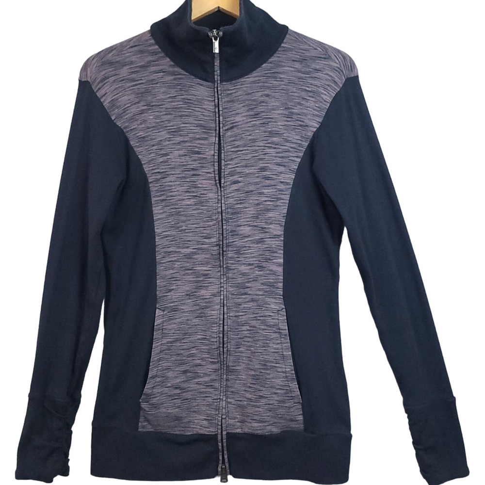 Columbia Women's Full Zip Sweatshirt Sz Medium Gray Black Active Long Sleeve Top